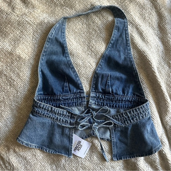 Princess Polly Sequoia Denim Halter Top in Blue Size 6 NWT - Picture 10 of 14